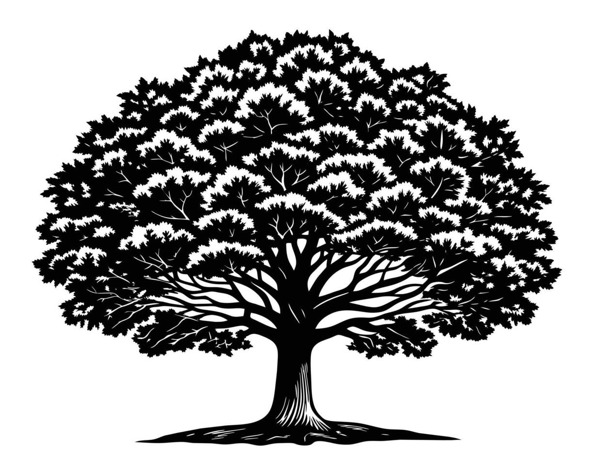 muy grande árbol silueta vector