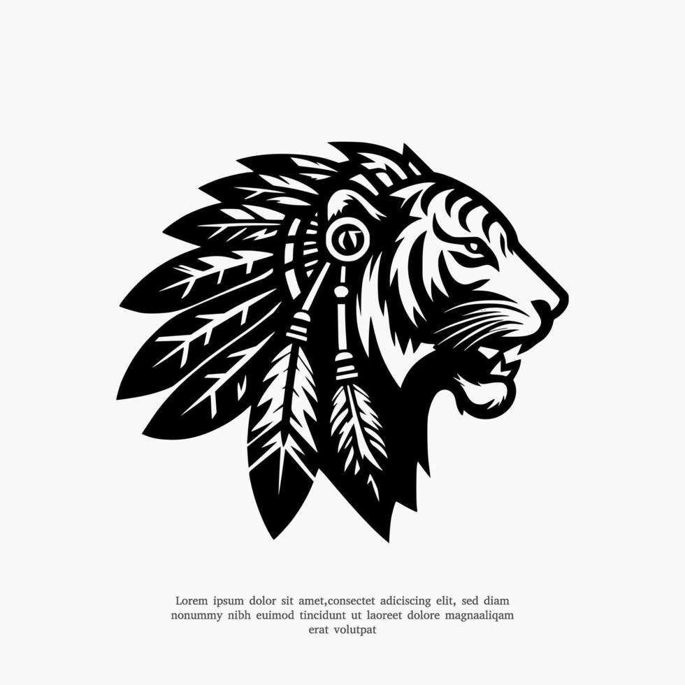 silhouette apache tiger logo design template vector