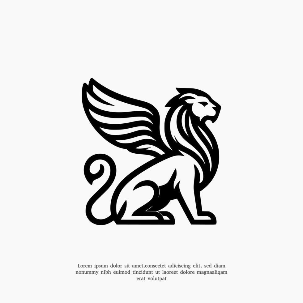 simple griffin line logo design template vector