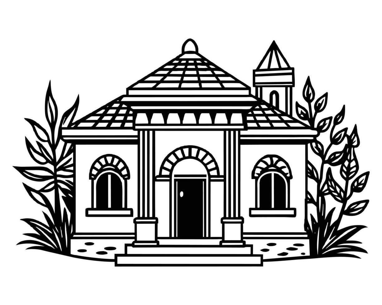 Modern house drawing vector
