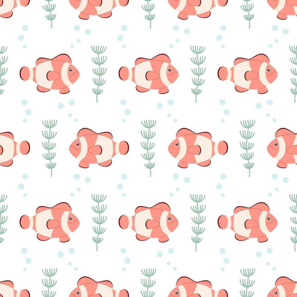 A simple seamless pattern with a nautical theme. Fish clown. vector