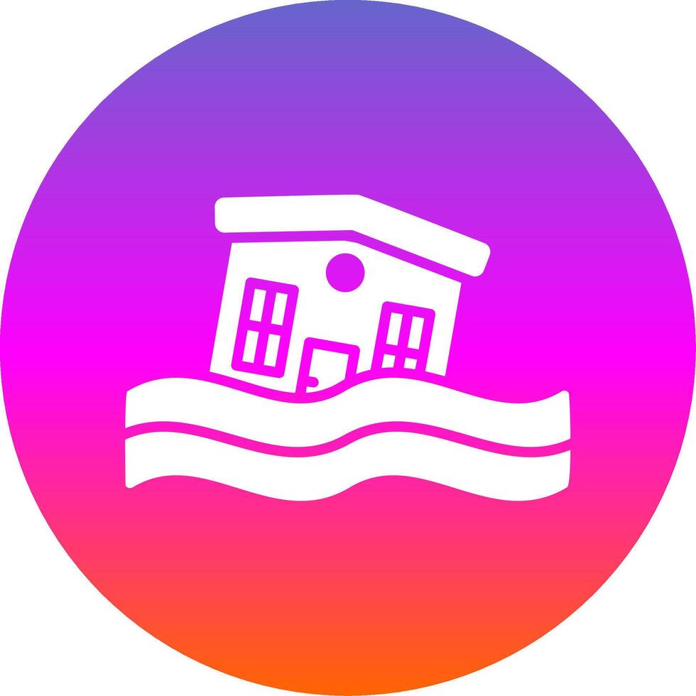 Flooded House Glyph Gradient Circle Icon Design vector