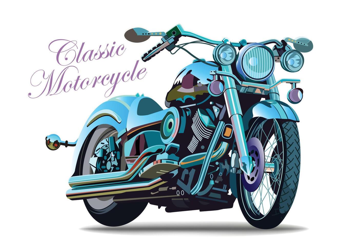 Classic motorcycle vintage retro style isolated on white background for background design. vector