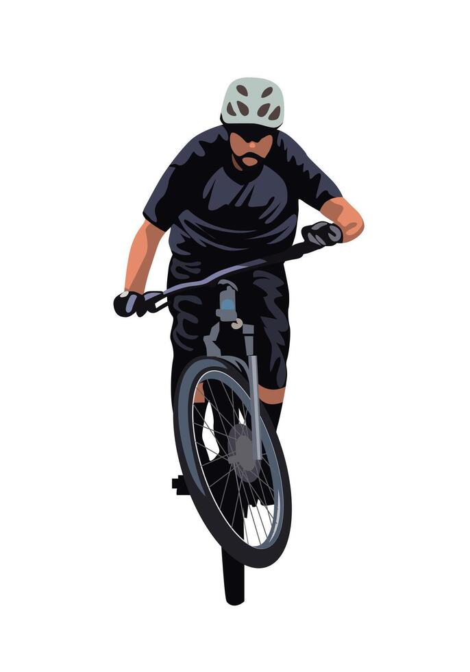 A man riding bicycle sport athlete isolated on white background for background design. vector