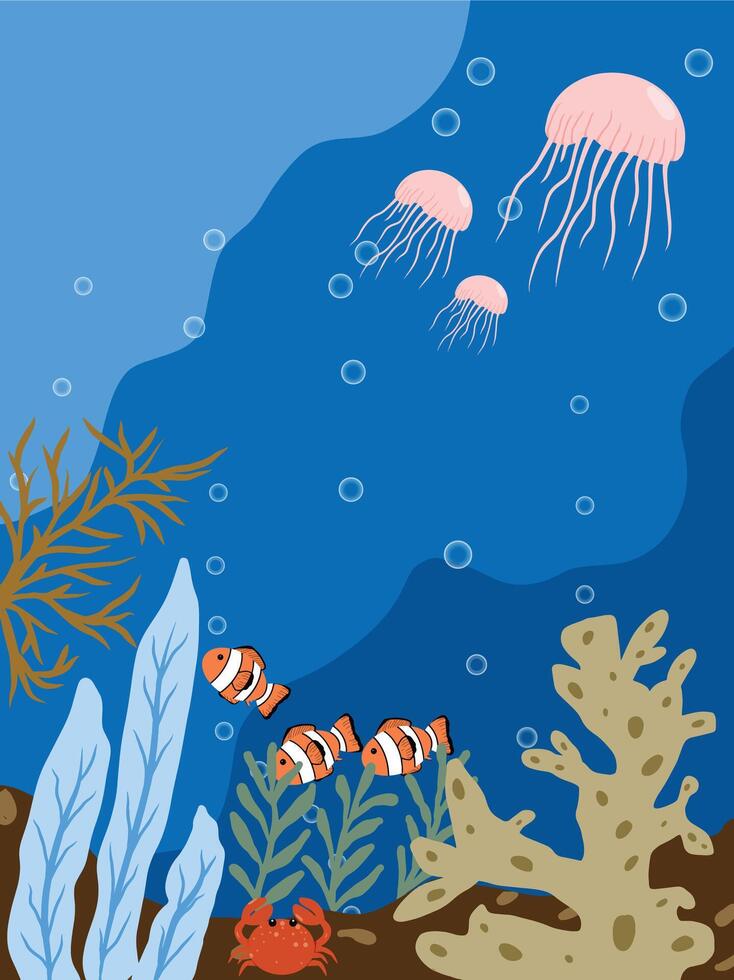 Underwater background illustration on blue background vector