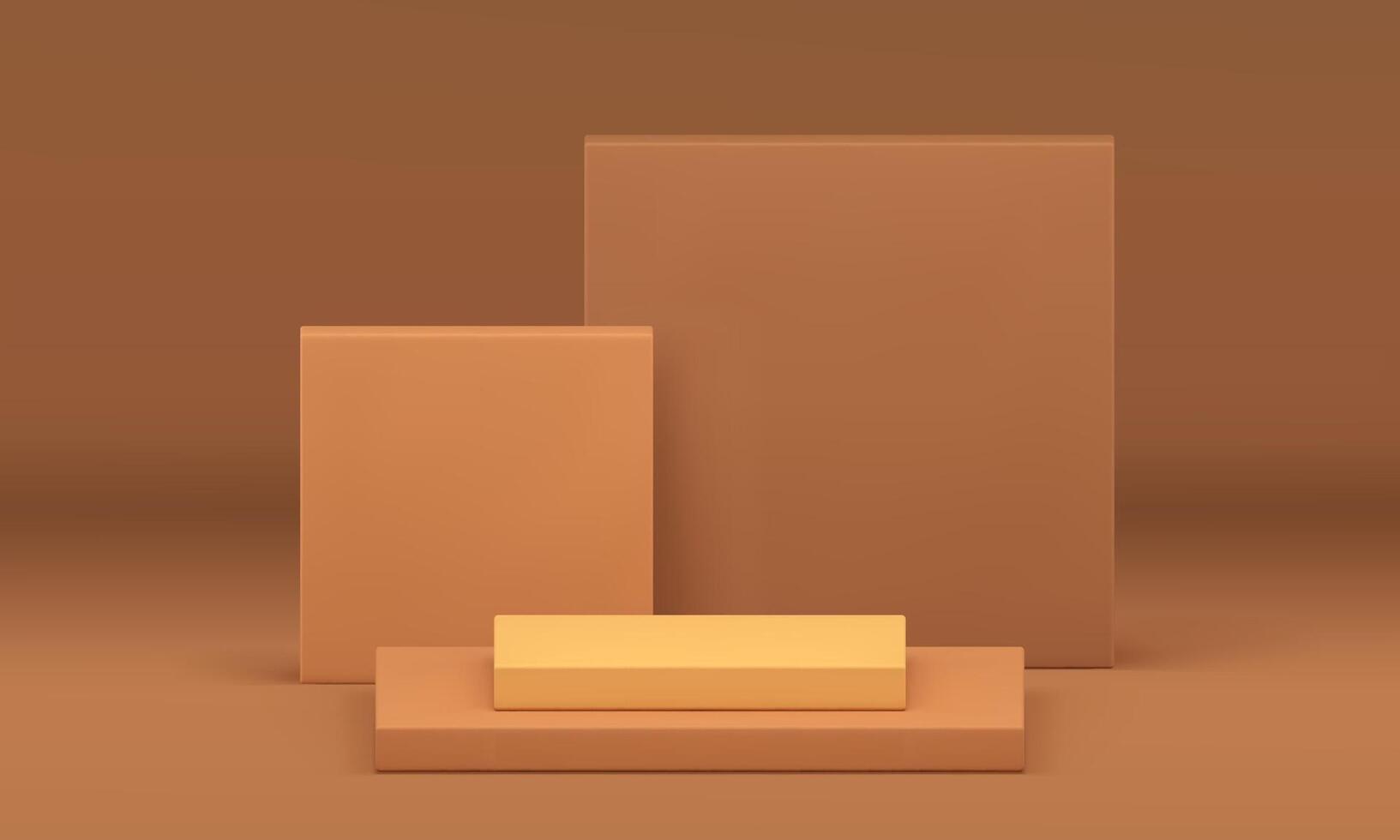 Neutral 3d podium pedestal with squared wall background product display realistic vector