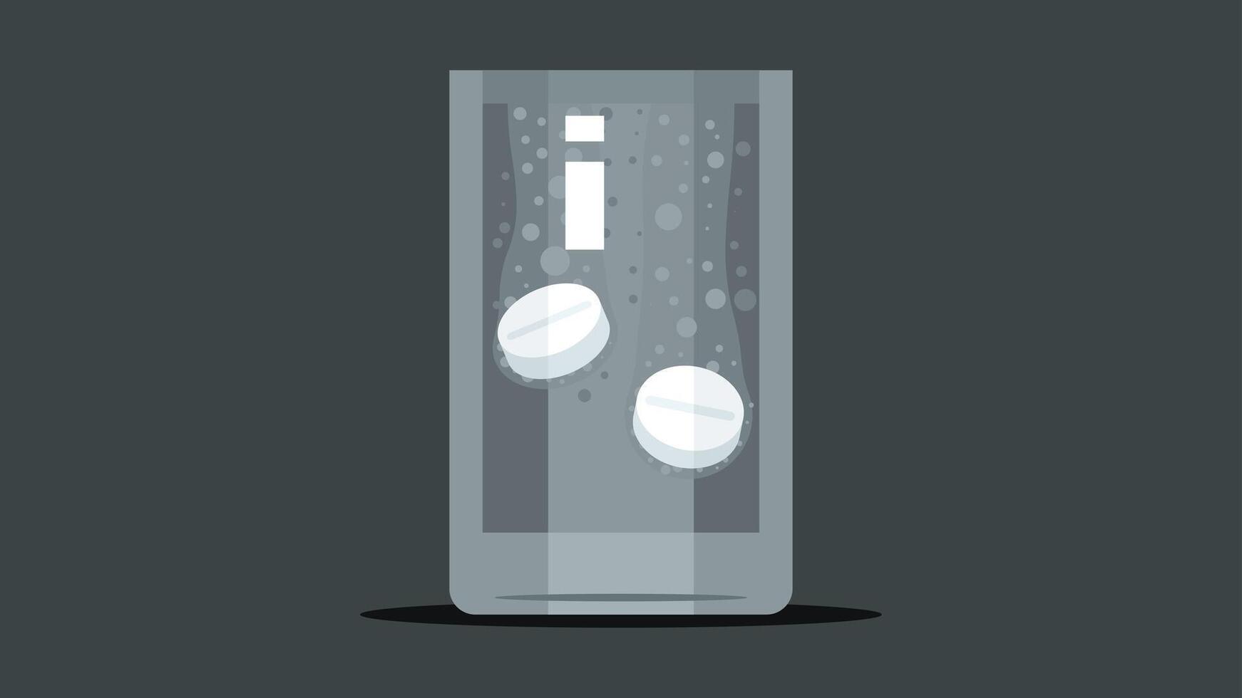 Medical pills in a water cup illustration vector