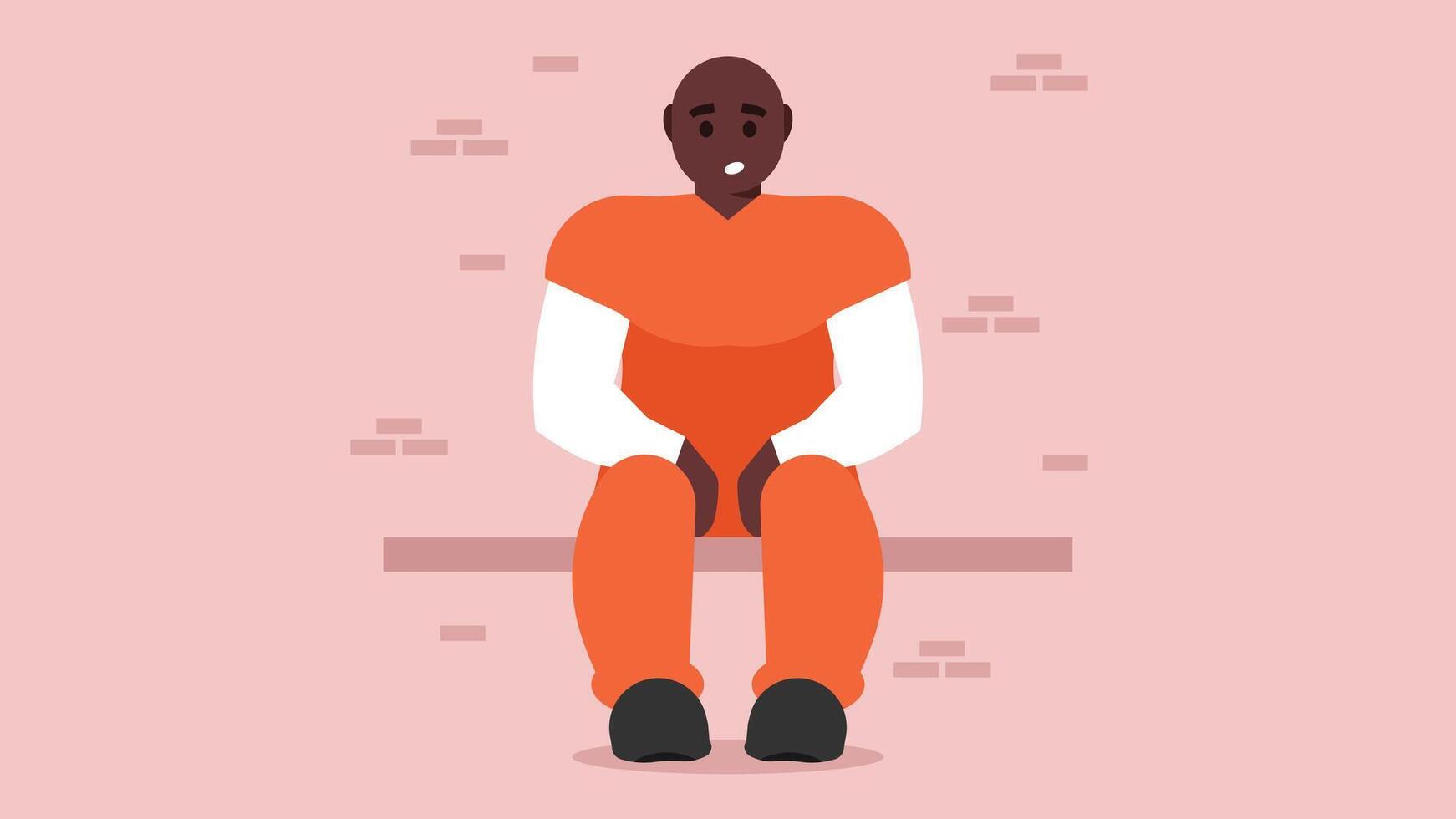 Criminal inmate locked in a jail illustration vector