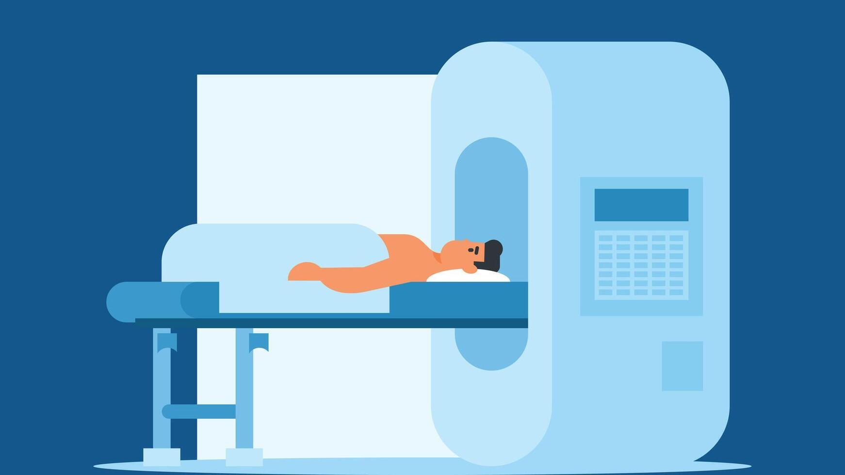 Patient under Medical Scanner in hospital radiation department vector