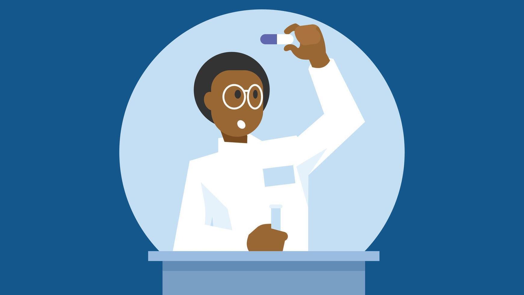 Lab Researcher with sample lab tubes illustration vector