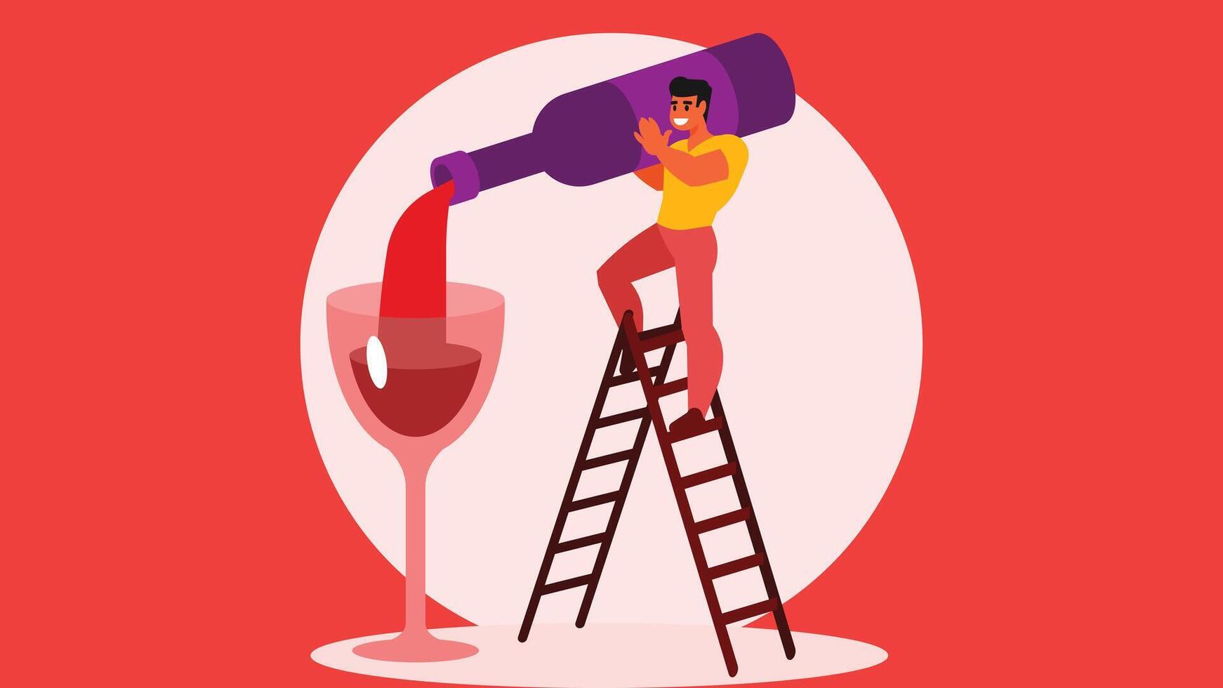 Pouring wine from a bottle abstract illustration vector