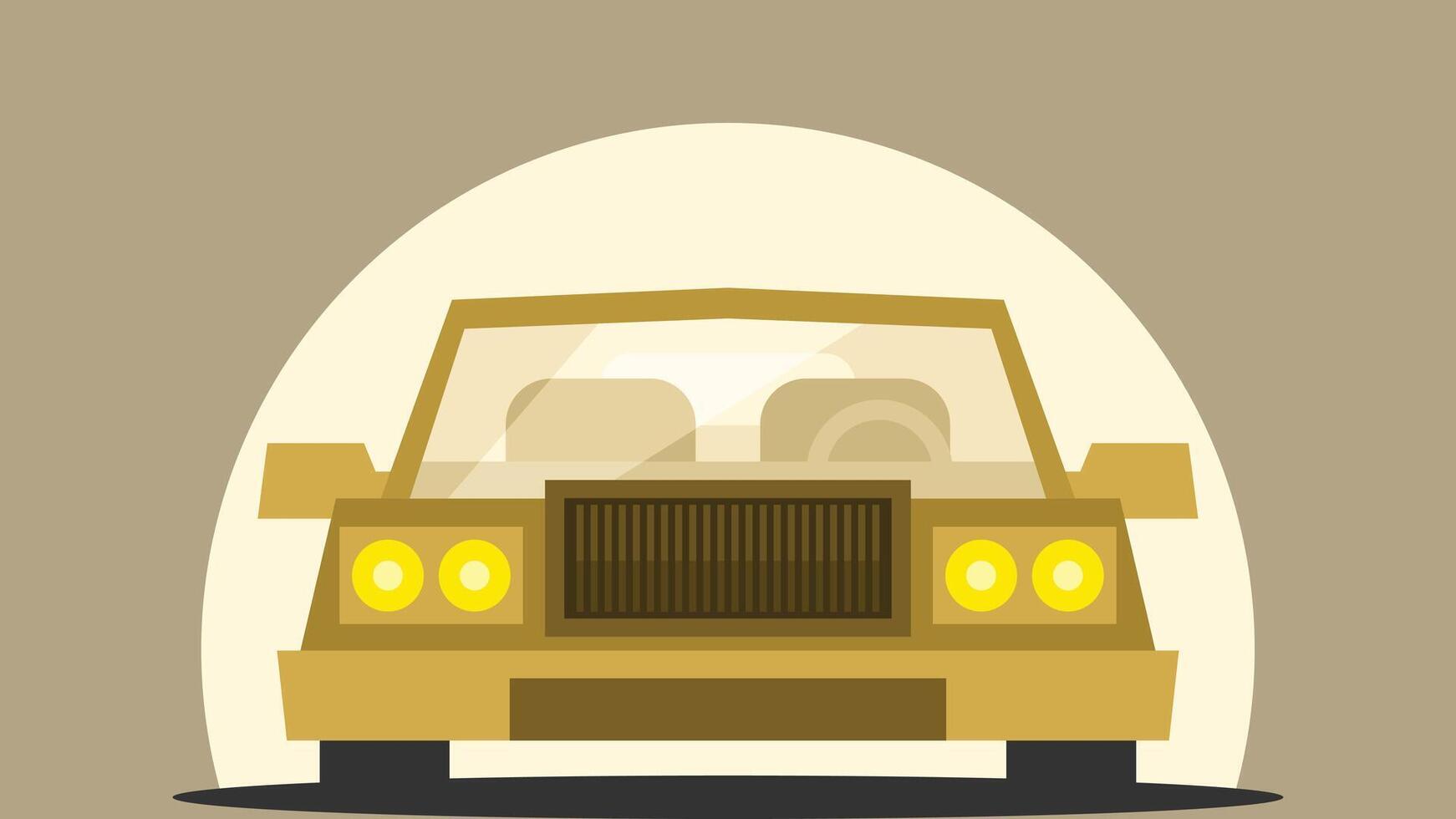 Fancy old vintage car with yellow headlights illustration vector