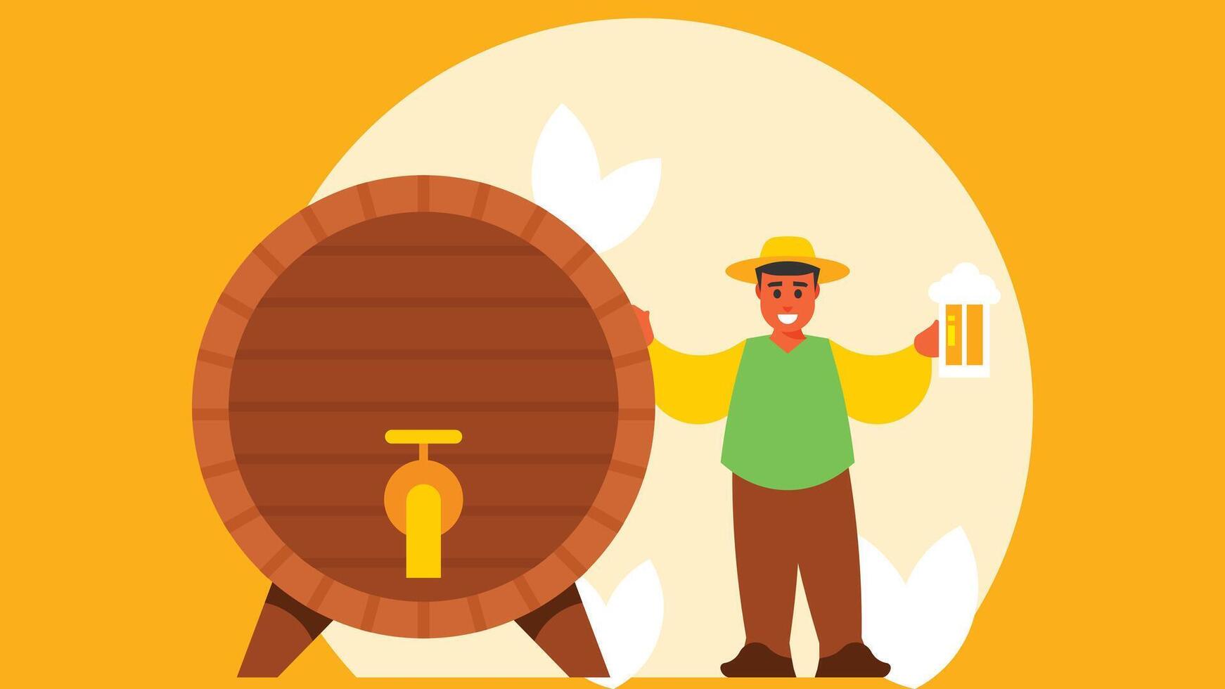 Beer manufacturing process barrel storage vector