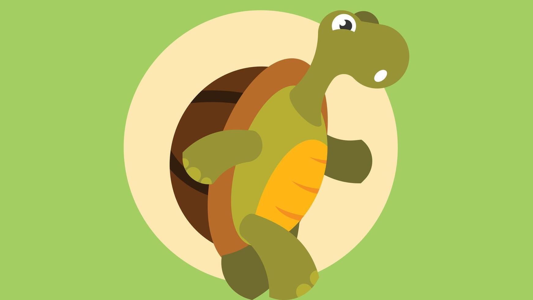 turtle cartoon character running in a garden illustration vector