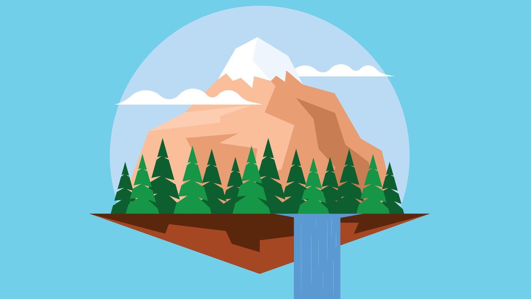 nature scene with a lake and mountains and trees background vector