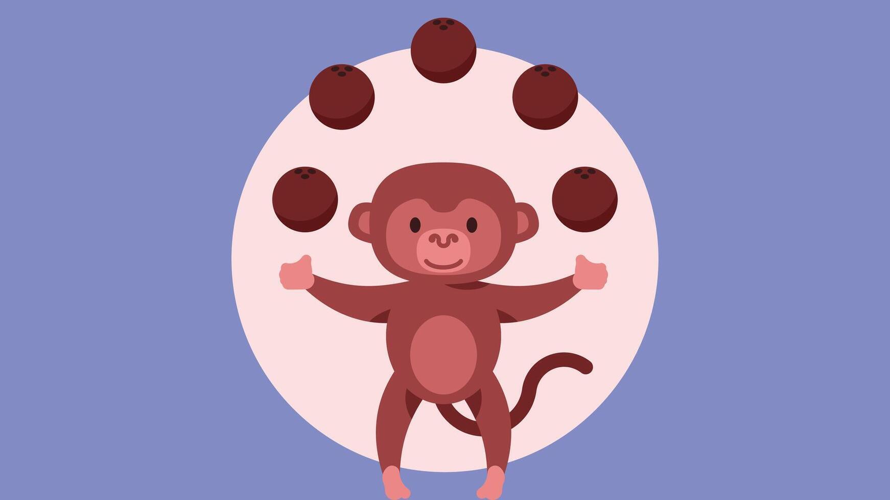 Monkey in a circus playing with balls illustration vector