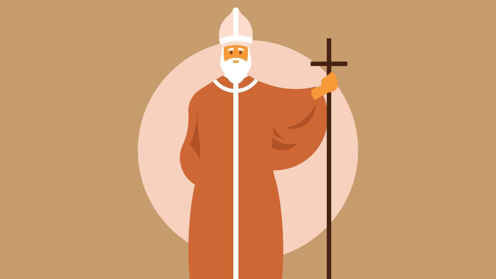 Christian preacher with a cross in hand vector