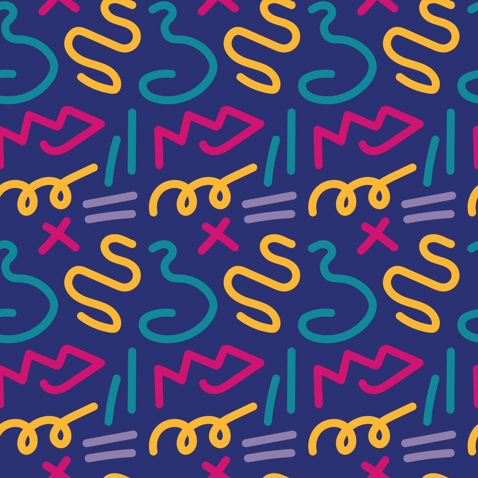 Seamless pattern 90s with squiggle fun vector