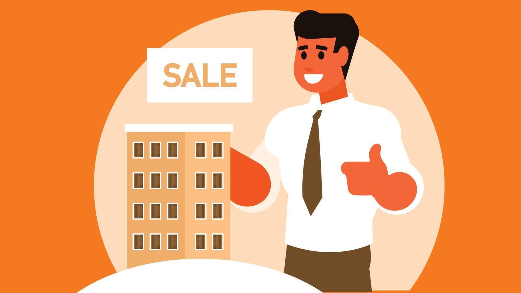 Sales person promoting a real state project on a mockup vector