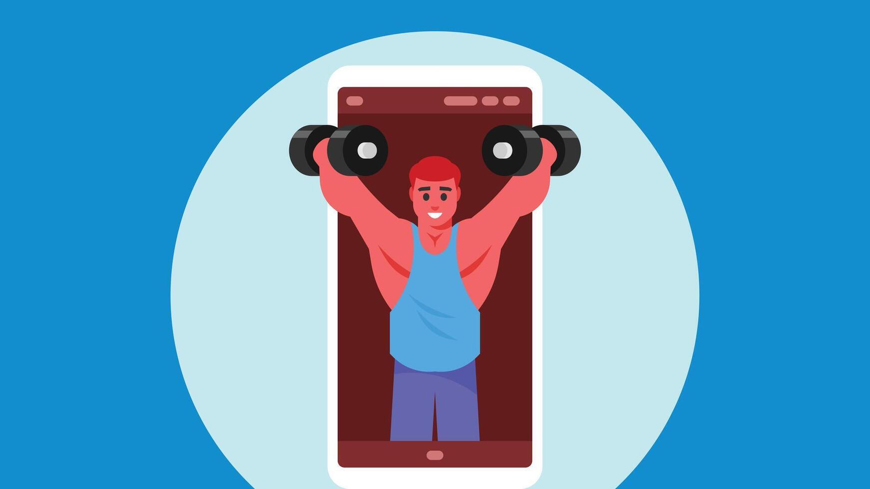 virtual Gym instructor app for online training vector