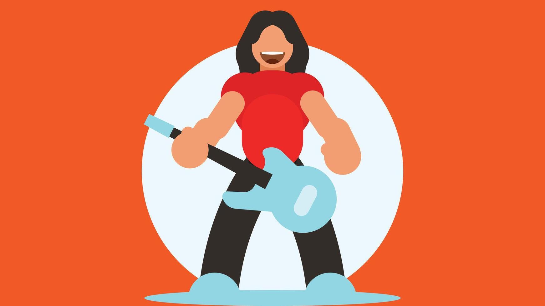 musician with a guitar on stage vector