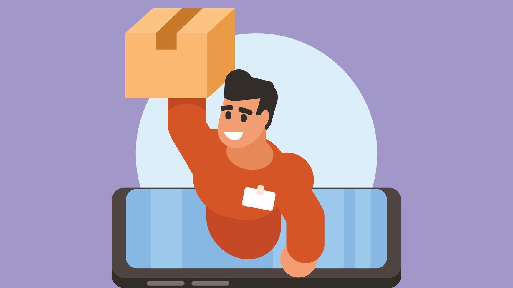 Online package delivery application concept illustration vector