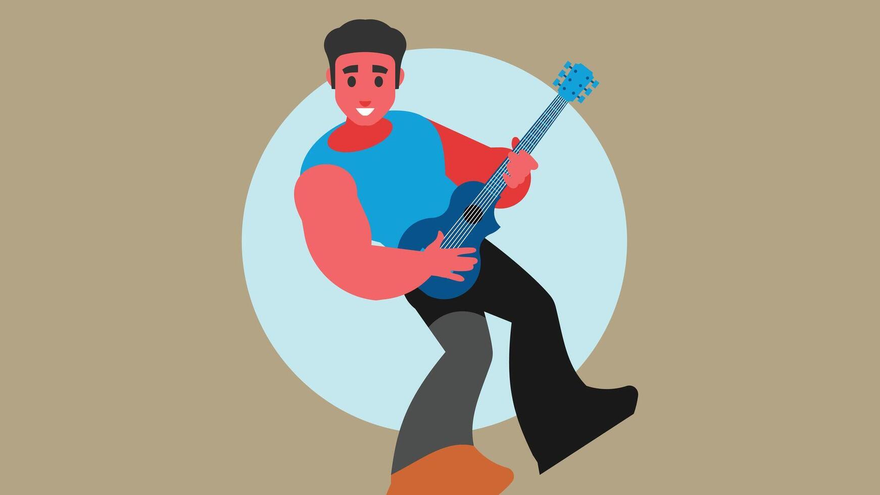 musician with a guitar on stage vector