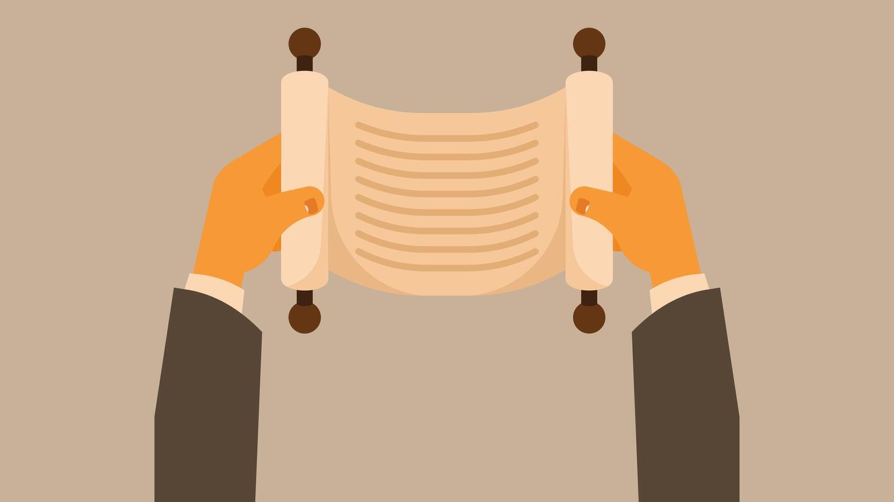hands holds an old incient paper scroll vector