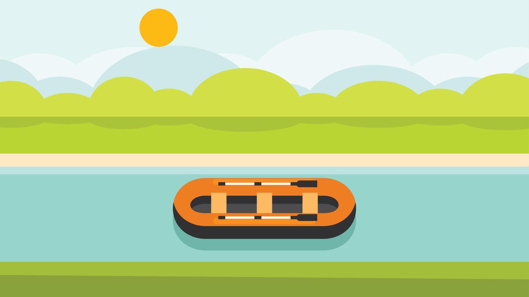 Inflatable boat in a river water sport illustration vector