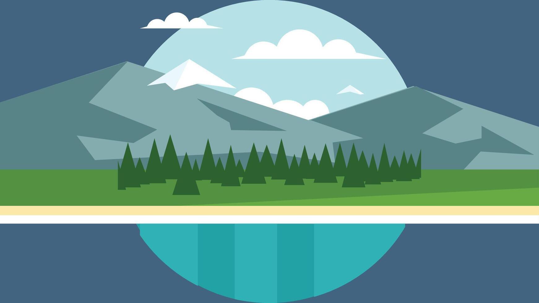 nature scene with a lake and mountains and trees background vector