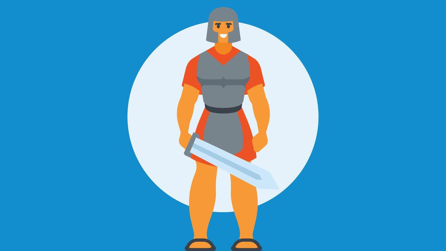 Roman old gladiator warrior with shield and sword character vector