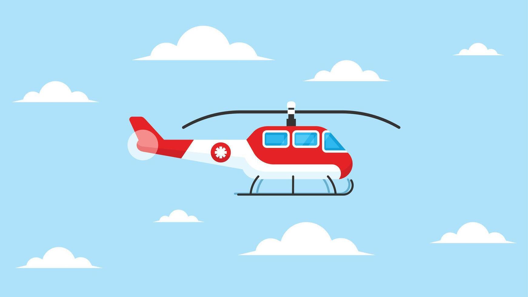 Fire Rescue Helicopter flying in sky illustration vector
