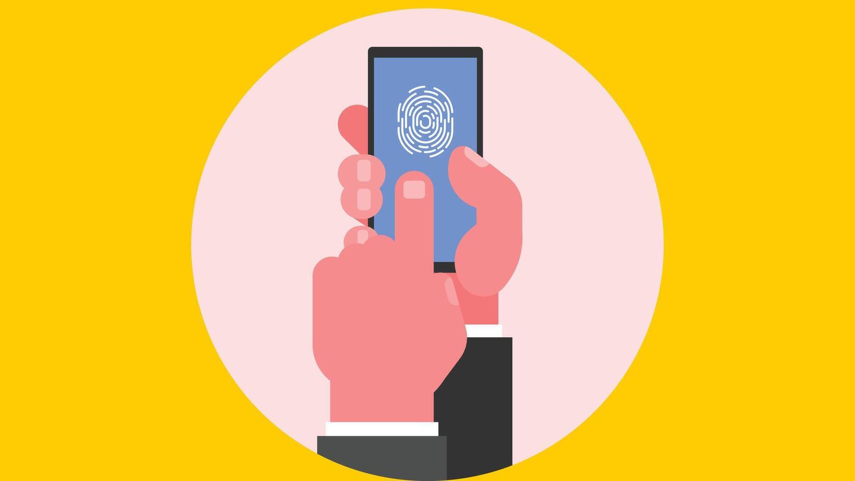 fingerprint authentication on a mobile app device security illustration vector