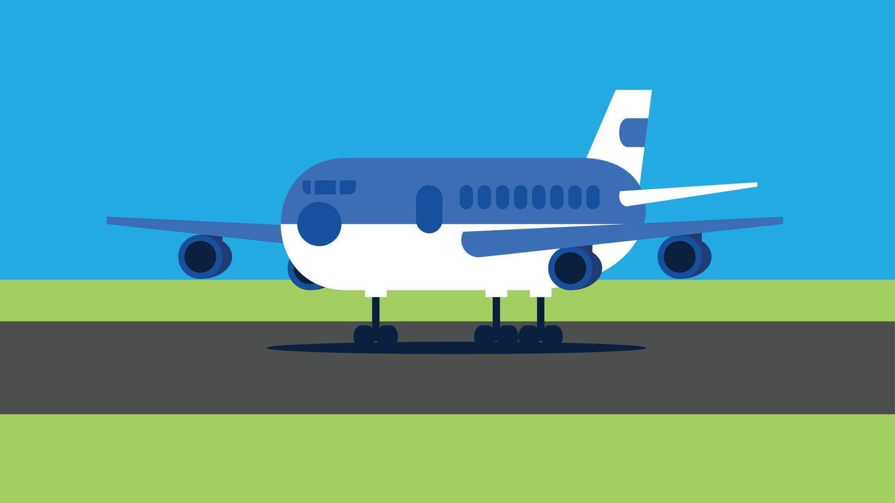 Passenger airplane ready for takeoff in airport runway vector