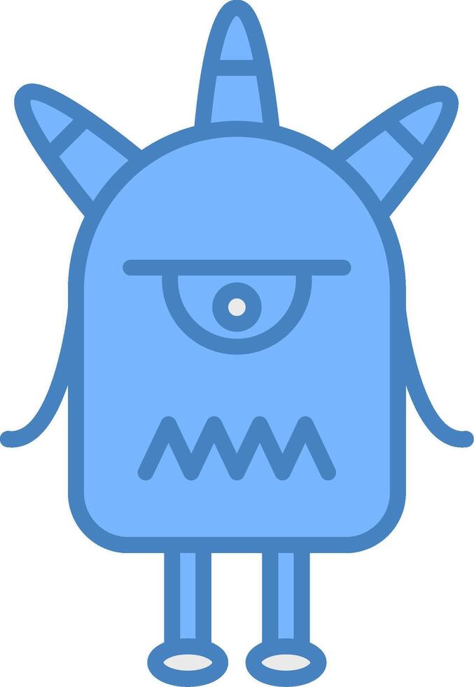 Monster Line Filled Blue Icon vector