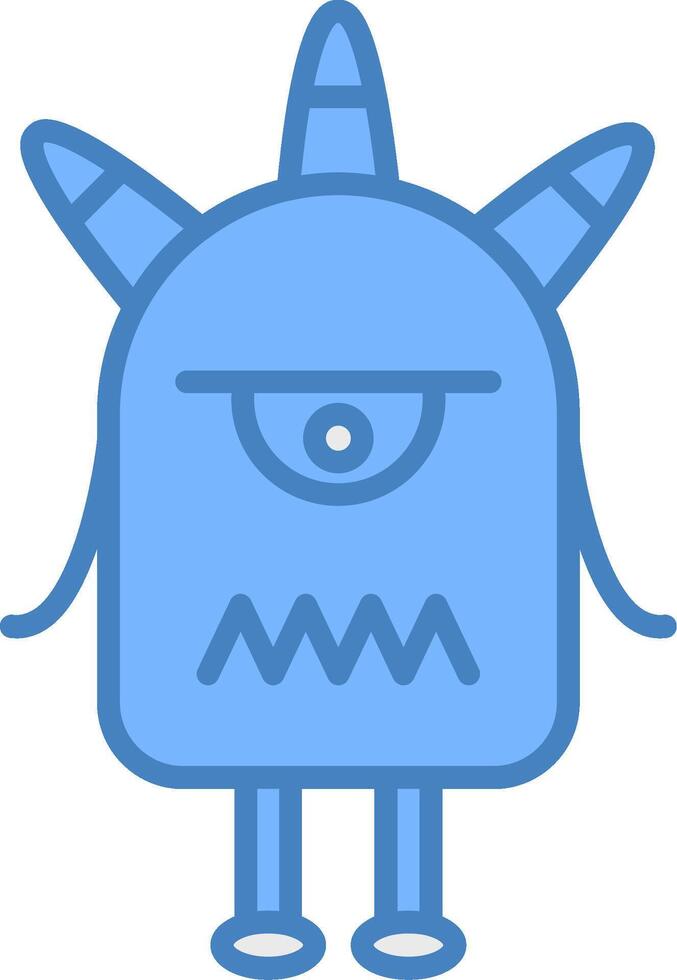 monstruo línea lleno azul icono vector