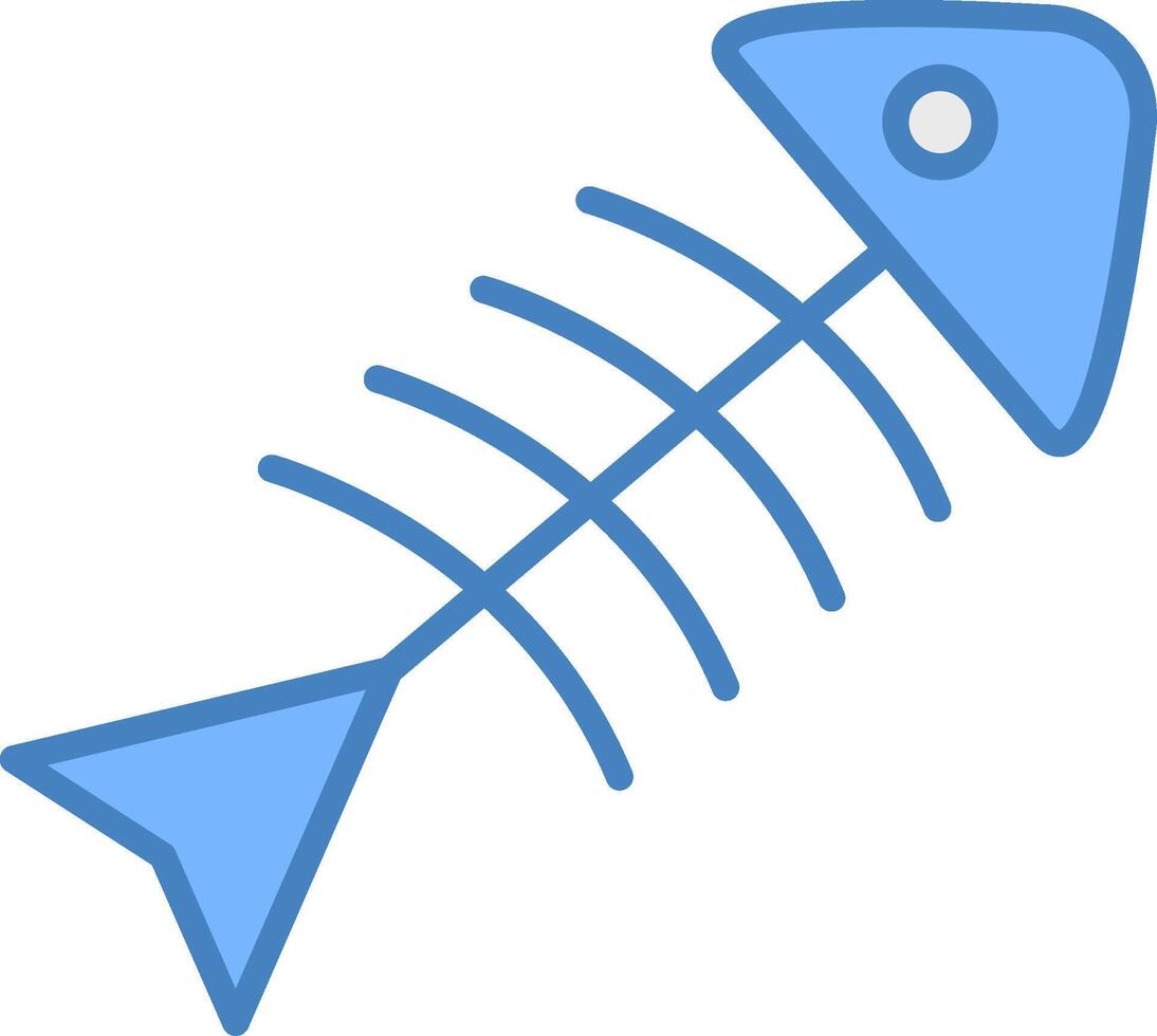 Rotten Fish Line Filled Blue Icon vector