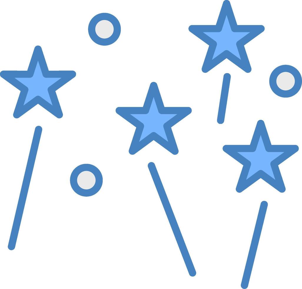 Fireworks Line Filled Blue Icon vector