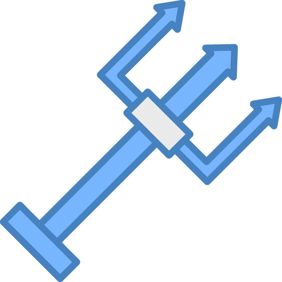 Trident Line Filled Blue Icon vector