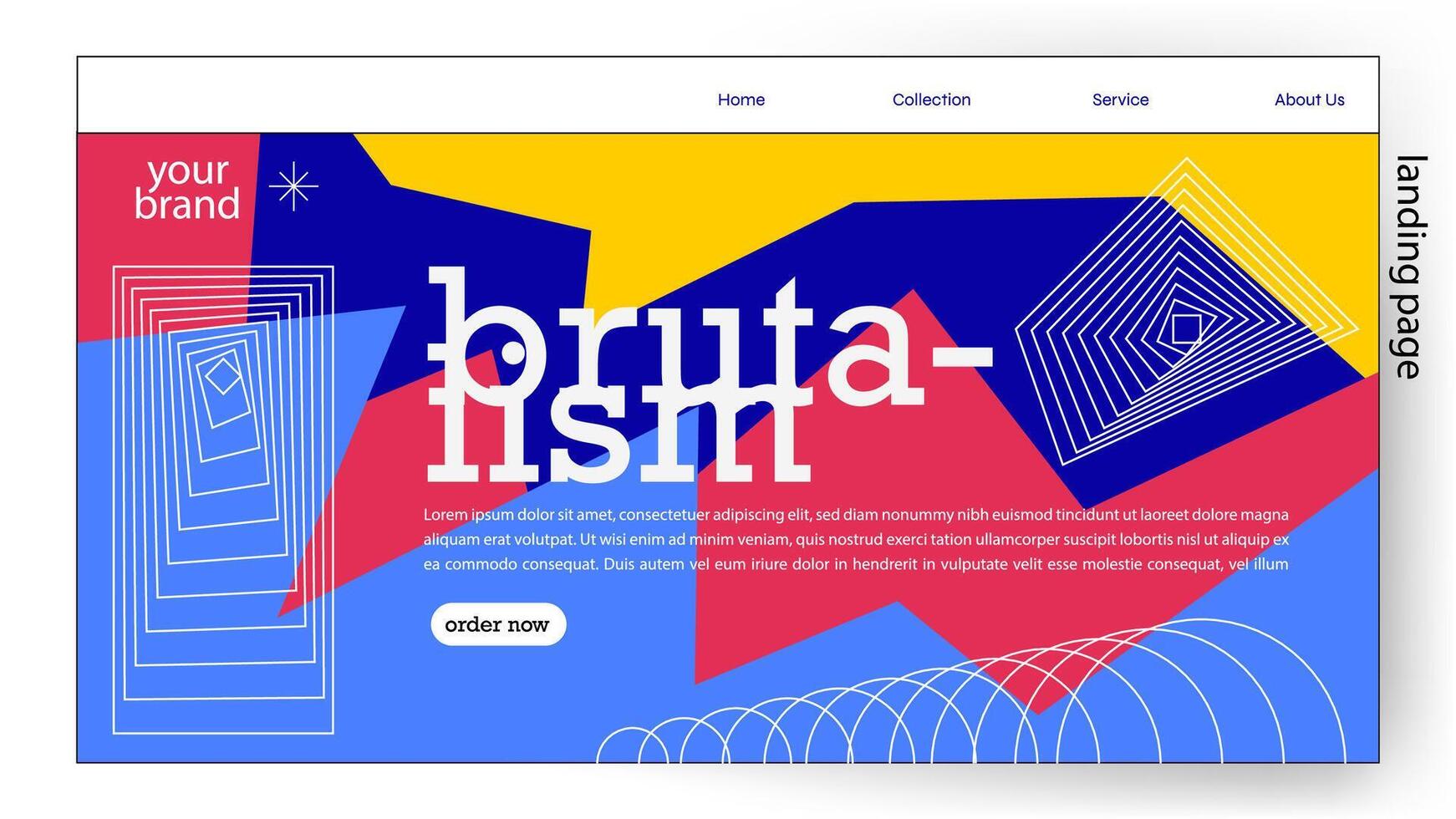 background abstract landing page design style brutalism. illustration. Design a creative graphic banner for a web application. vector