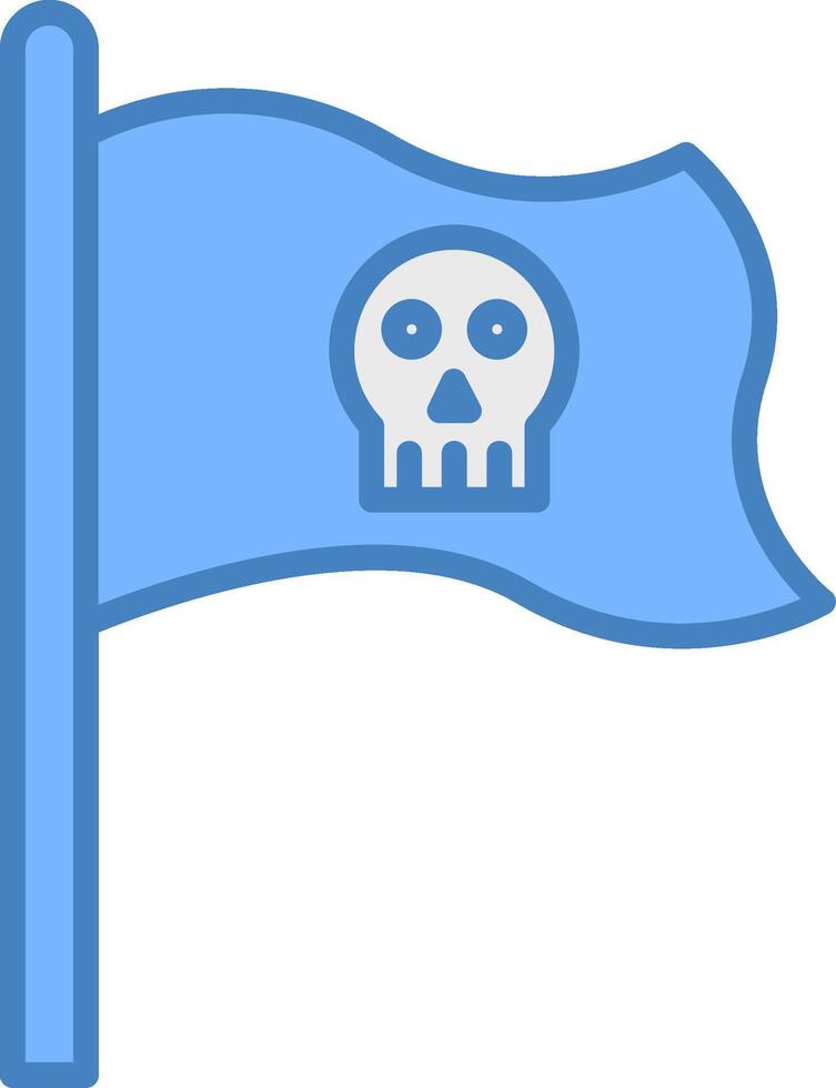 Pirate Flag Line Filled Blue Icon vector