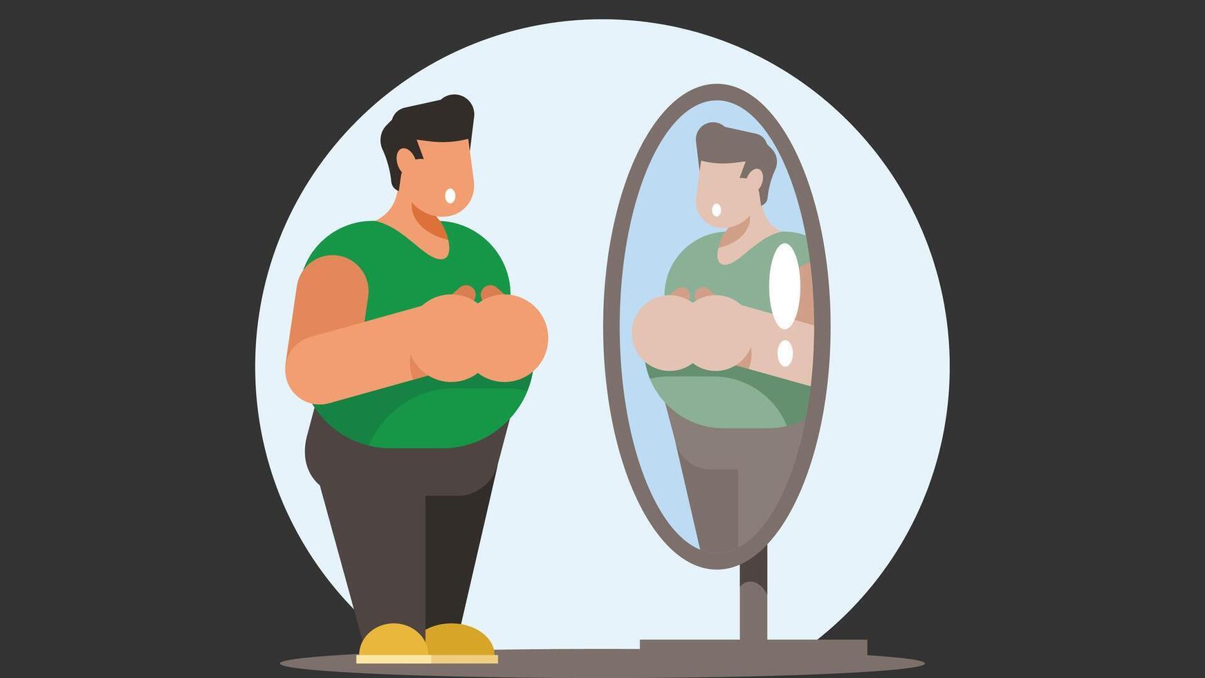 Person looking at the mirror in fitting room vector