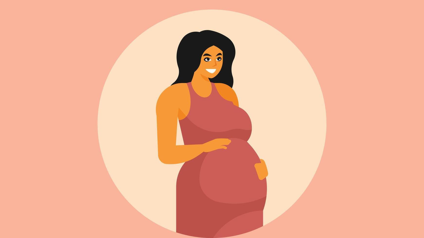 Pregnancy concept art pregnant woman expecting and pregnancy testing vector