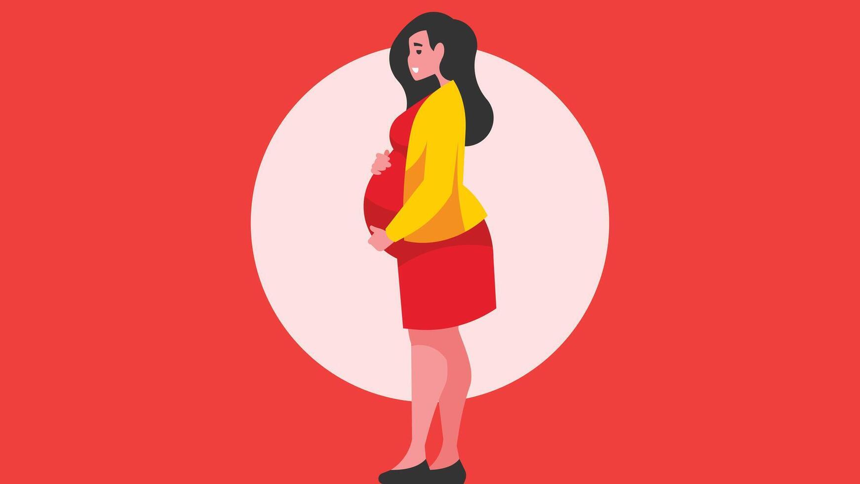 Pregnancy concept art pregnant woman expecting and pregnancy testing vector