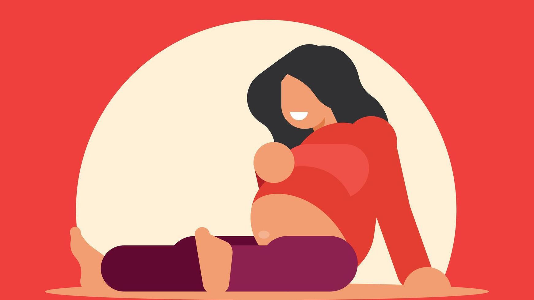 Pregnancy concept art pregnant woman expecting and pregnancy testing vector