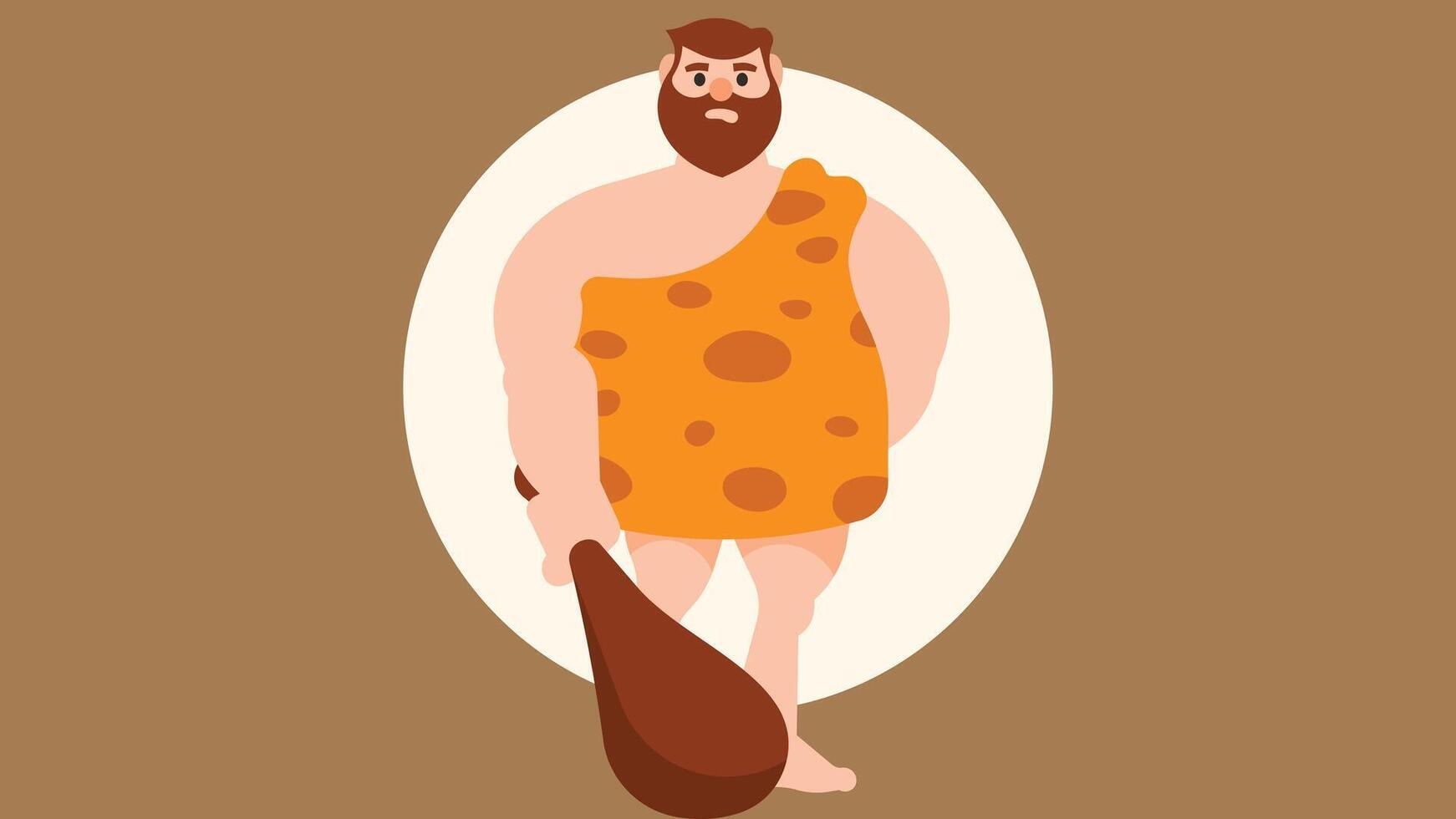 Prehistoric Caveman hunting in the woods early man pose illustration vector