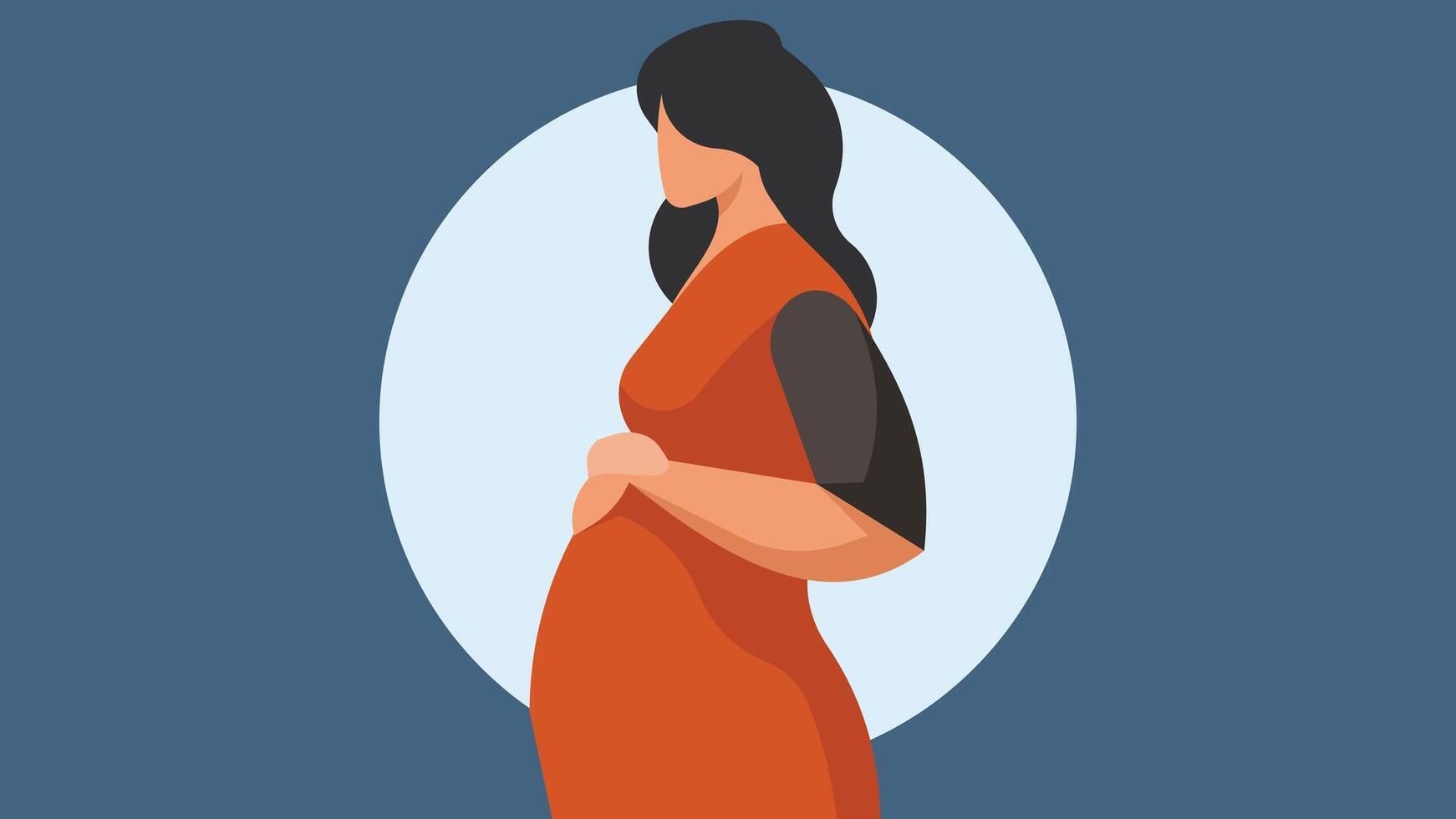 Pregnancy concept art pregnant woman expecting and pregnancy testing vector