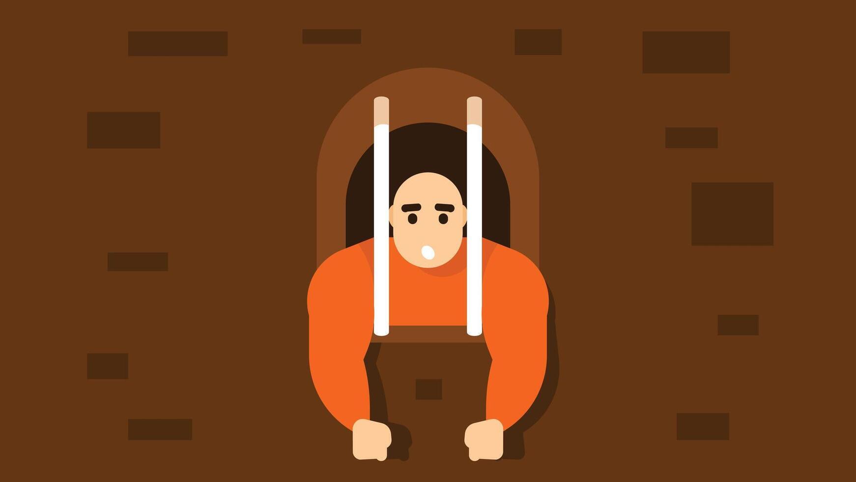 Criminal inmate locked in a jail illustration vector