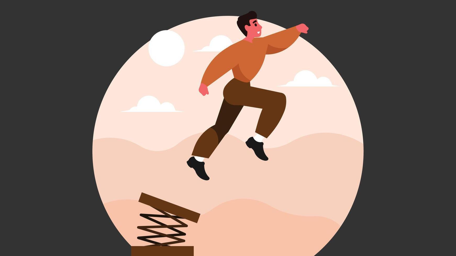Abstract person jumps into sky for visionary concept vector