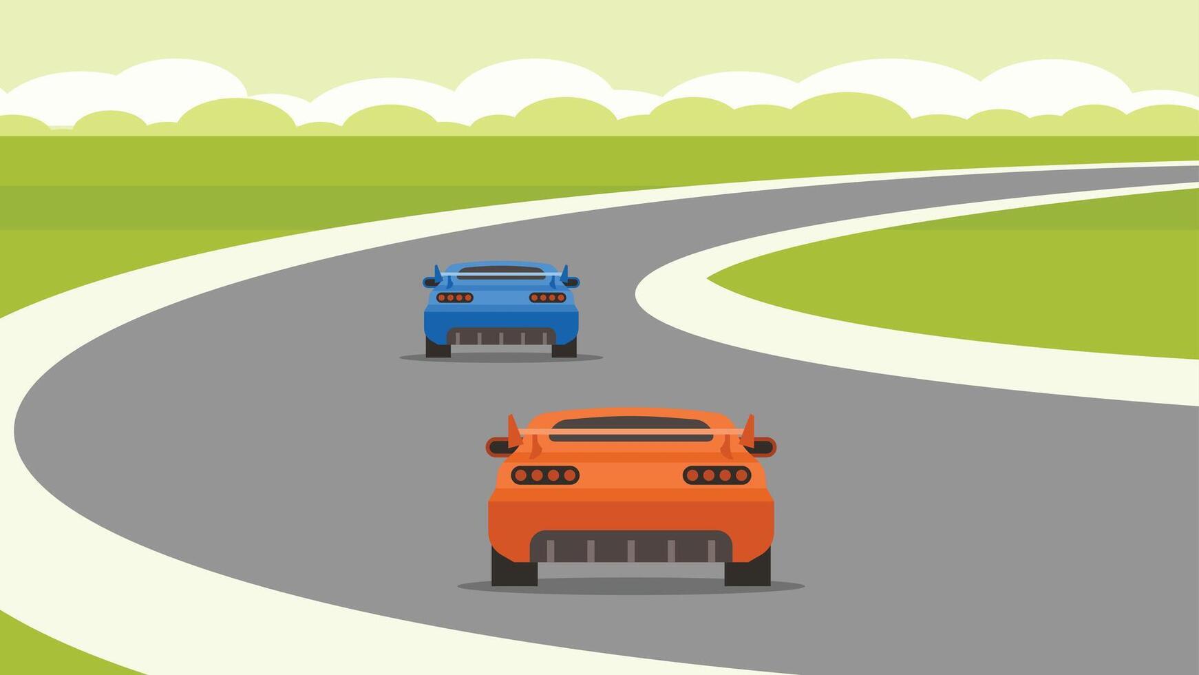 Racing cars in a racing lap illustration vector